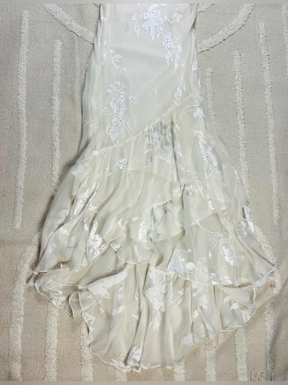 Vintage Beaded Draped Cream Silk Blend Dress – Fairy Dress – Size 4 - Picture 2 of 16